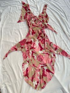 pink Flowy Ruffle  Dress