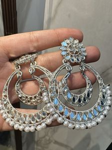 Elegant Pearl &amp; Mirror Hoop Earrings