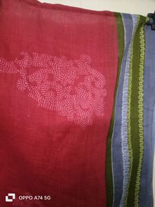 Pure Cotton Red Printed Dupatta