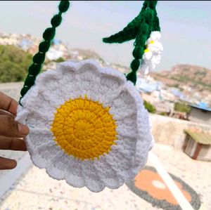 Handmade Crochet Daisy Sling Bag