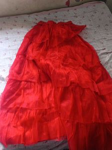 Red Ruffled Ethnic Skirt