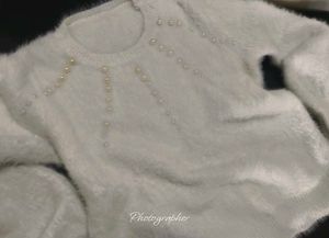 🤍✨ Aesthetic Soft White Faux Angora Pearl Sweater