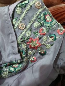Embroidered Lavender Kurta