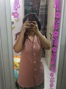 Chic Fake Button-Front Short Sleeve Dress