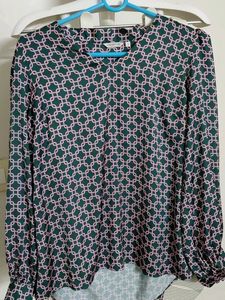 Chic Geometric Print Long Sleeve Top