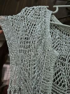 Silver Knit Cover-Up Sraug