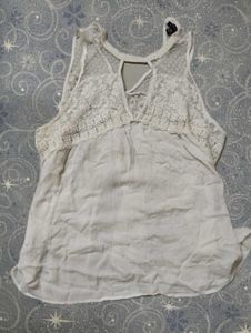 White Lace Overlay Top