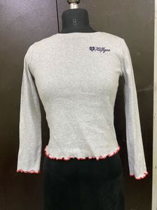 Tommy Hilfiger Ribbed Long Sleeve Crop Top