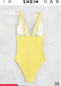 Yellow Ribbed One-Piece Swimsuit
