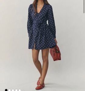 Polka Dot Mini Long Sleeve Collared Shirt Dress