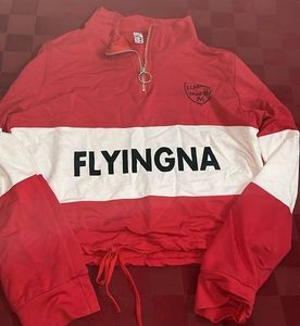 Red & White "Flyingna" Crop Sweatshirt