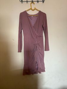 Mauve Ruched Detail Mini Dress