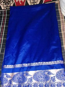Elegant Royal Blue Saree with Silver Border