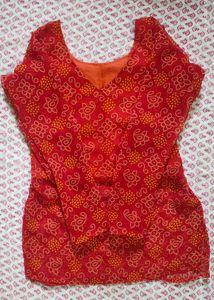 bandhani print short kurti stiched for sale