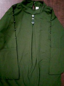 Stylish Olive Green Bell Sleeve Tunic Top