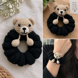 Crochet Teddy Bear Scrunchie 🧸🖤