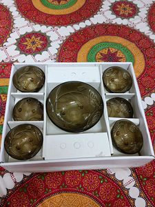 BLACK GLASS PUDDING SET