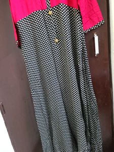 Stylish Pink and Black  full length gown