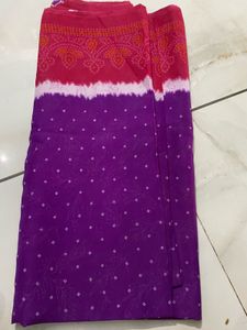 Vibrant blue and pink Bandhani Saree