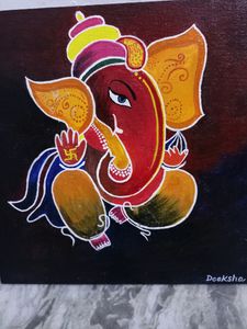 Ganesh Ji Canvas Board Acrylic Painting