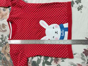 Sweatshirt Red Bunny Print Polka Dots
