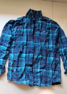 Men's Blue Plaid Button-Up Shirt
