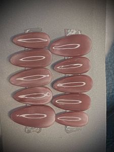 Dusty Rose Velvet Cat Eye Press On Nails