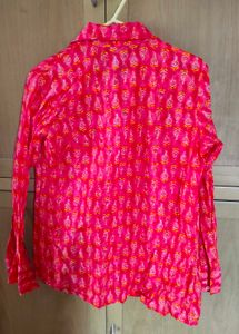 Vibrant Pink Printed Button-Up Shirt