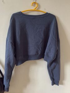 Oversized Blue Cropped Sweatshirt