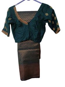Embroidered Teal Saree With Blouse