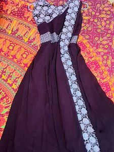 🍷 Elegant Wine Embroidered Party Wear Dress 🍷🔥