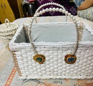 White Woven Basket With Storage Box