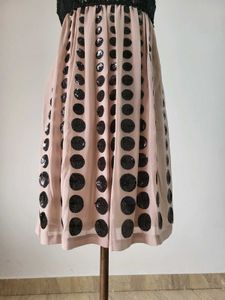 Elegant Black Lace &amp; Polka Dot Dress  Length  40 I