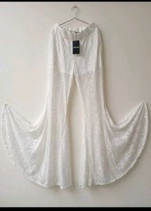 Elegant White Lace Palazzo Pants