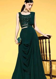 Teal Embroidered Lehenga Choli Set with belt