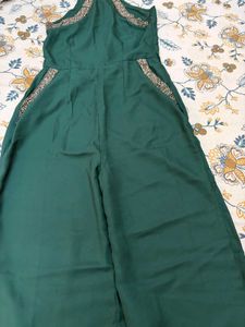 Elegant Green Embellished Jumpsuit