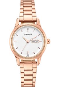 Rose Gold Titan Watch with White Dial