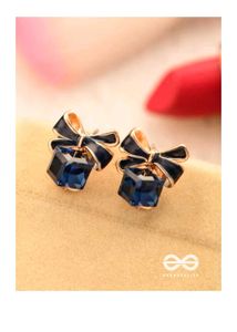 Elegant Blue Bow Earrings
