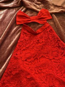 Red net bow top upto 34-36 bust