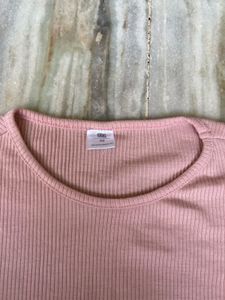 Pastel Pink Ribbed Ruched Crop Top