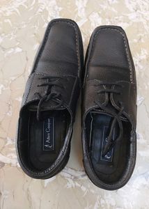 Allen Cooper Black Leather Formal Shoes