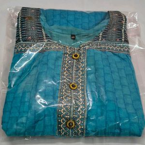 Stunning Blue Embroidered Kurta