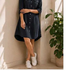 Classic Navy Blue Shirt Dress