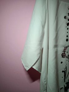 White Graphic Print Top