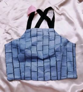 Blue Checkered Crop Top