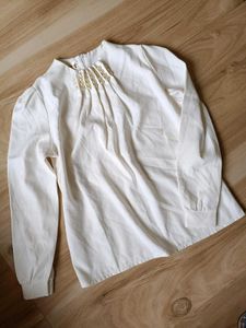 Elegant White Pearl Embellished Blouse