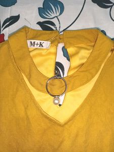 Mustard Sleeveless Top with Ring Detail