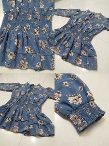 Chic Blue Floral Smocked Dress