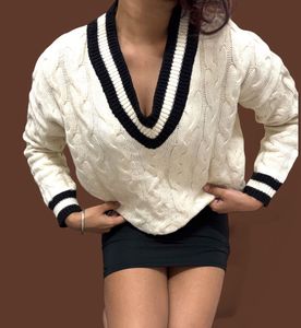 Korean Cable Knit V-Neck Pullover Sweater