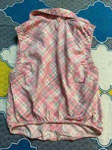 Pink Plaid Sleeveless Crop Top